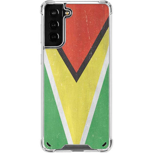 Guyana Flag Distressed Galaxy S21 Plus 5G Clear Case